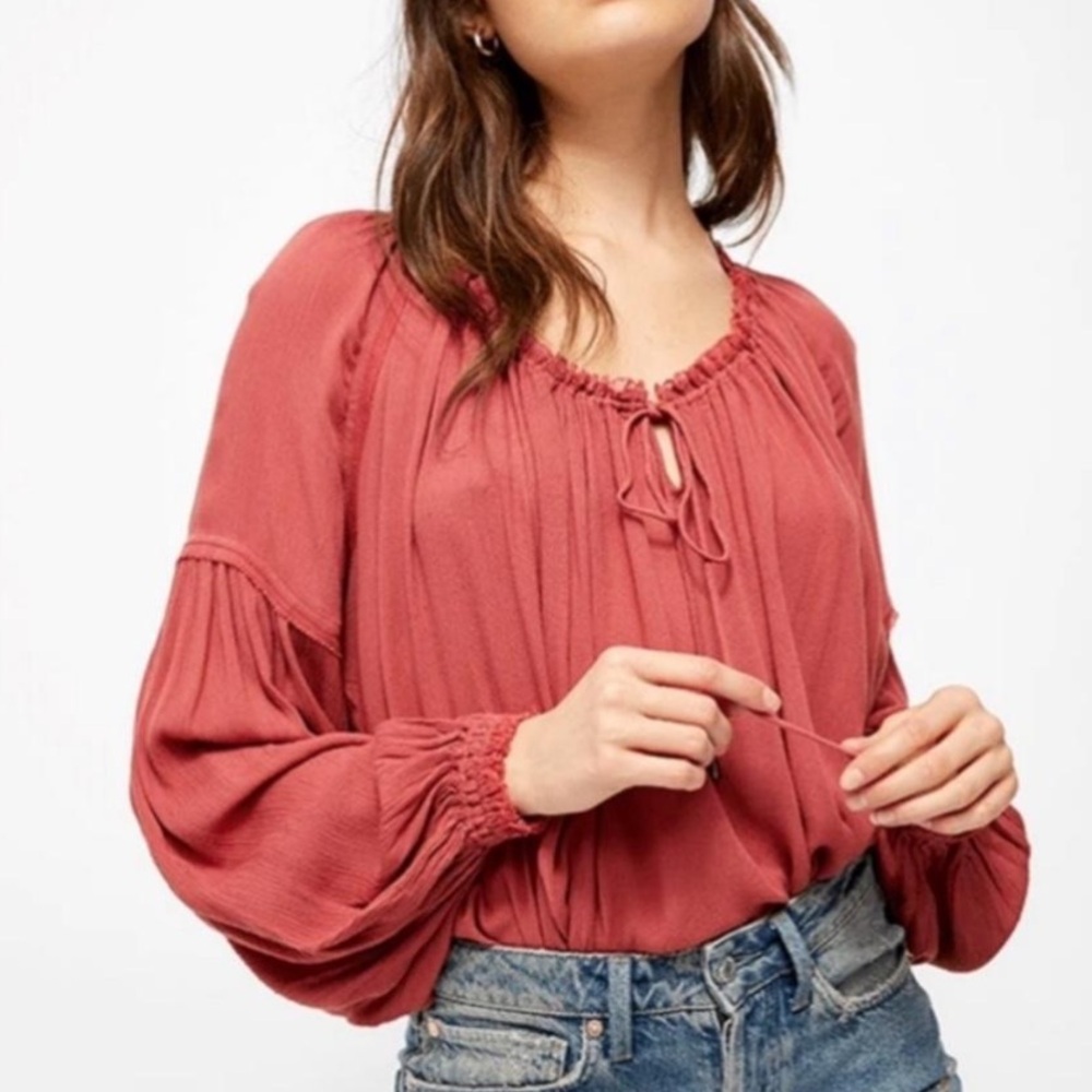 {free people} banda front tie blouse